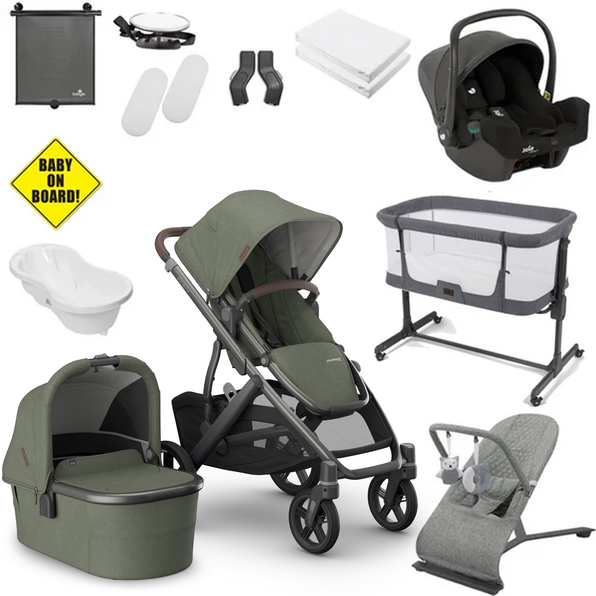 uppababy vista olive UPPAbaby Vista V3 Complete Newborn Bundle