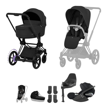 Cybex ePriam 5 Ultimate Travel System with Folding Carrycot and Cloud T Car Seat & Base T - Comfort Collection