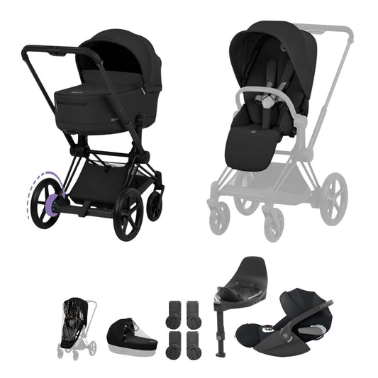 Cybex ePriam 5 Ultimate Travel System with Folding Carrycot and Cloud T Car Seat & Base T - Comfort Collection