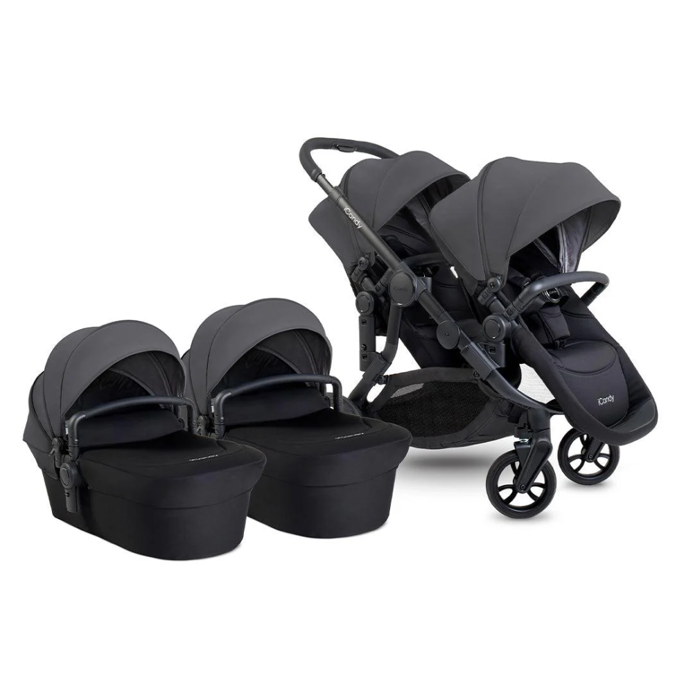 iCandy Orange 4 Twin Pram Complete Bundle- Fossil