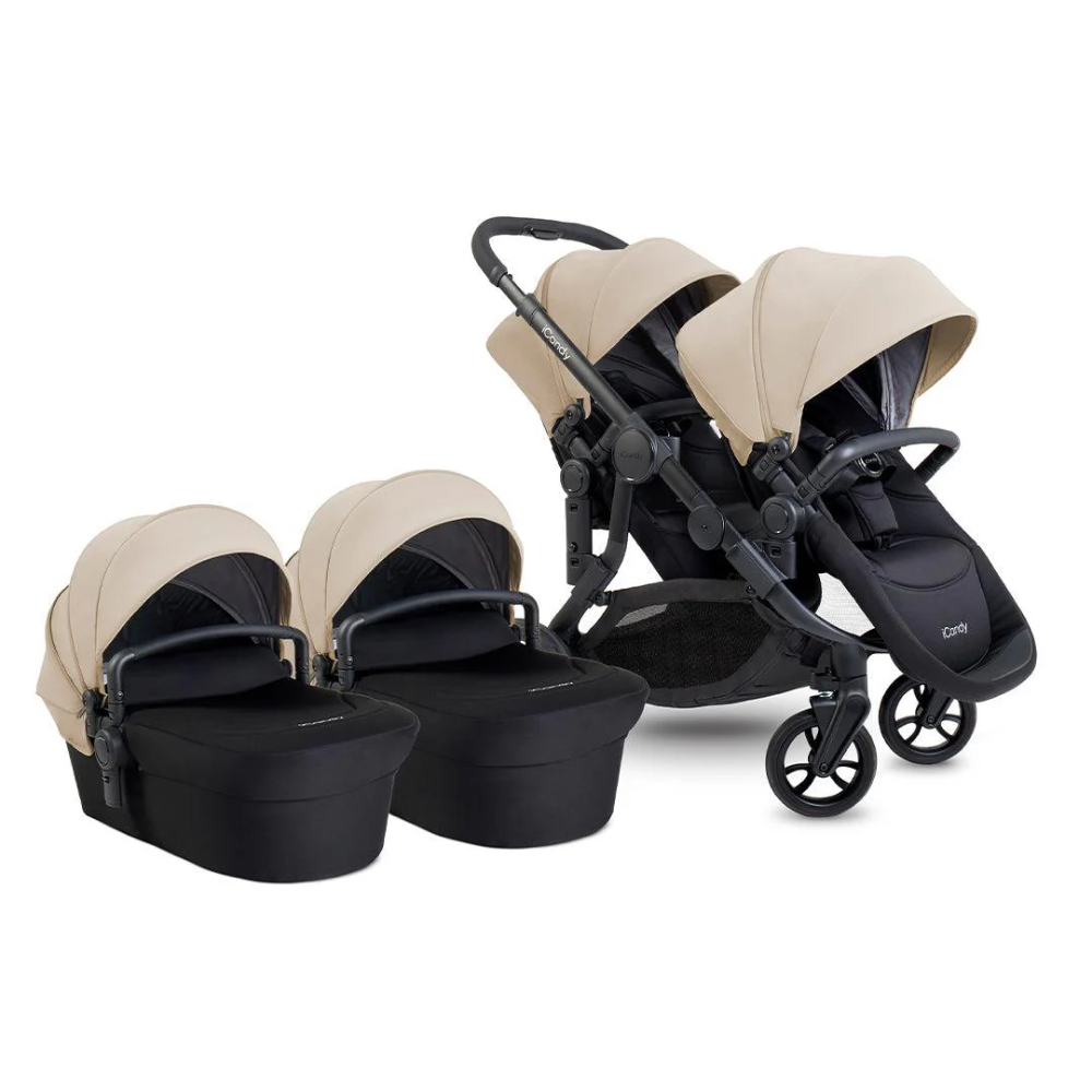 iCandy Orange 4 Twin Pram Complete Bundle- latte