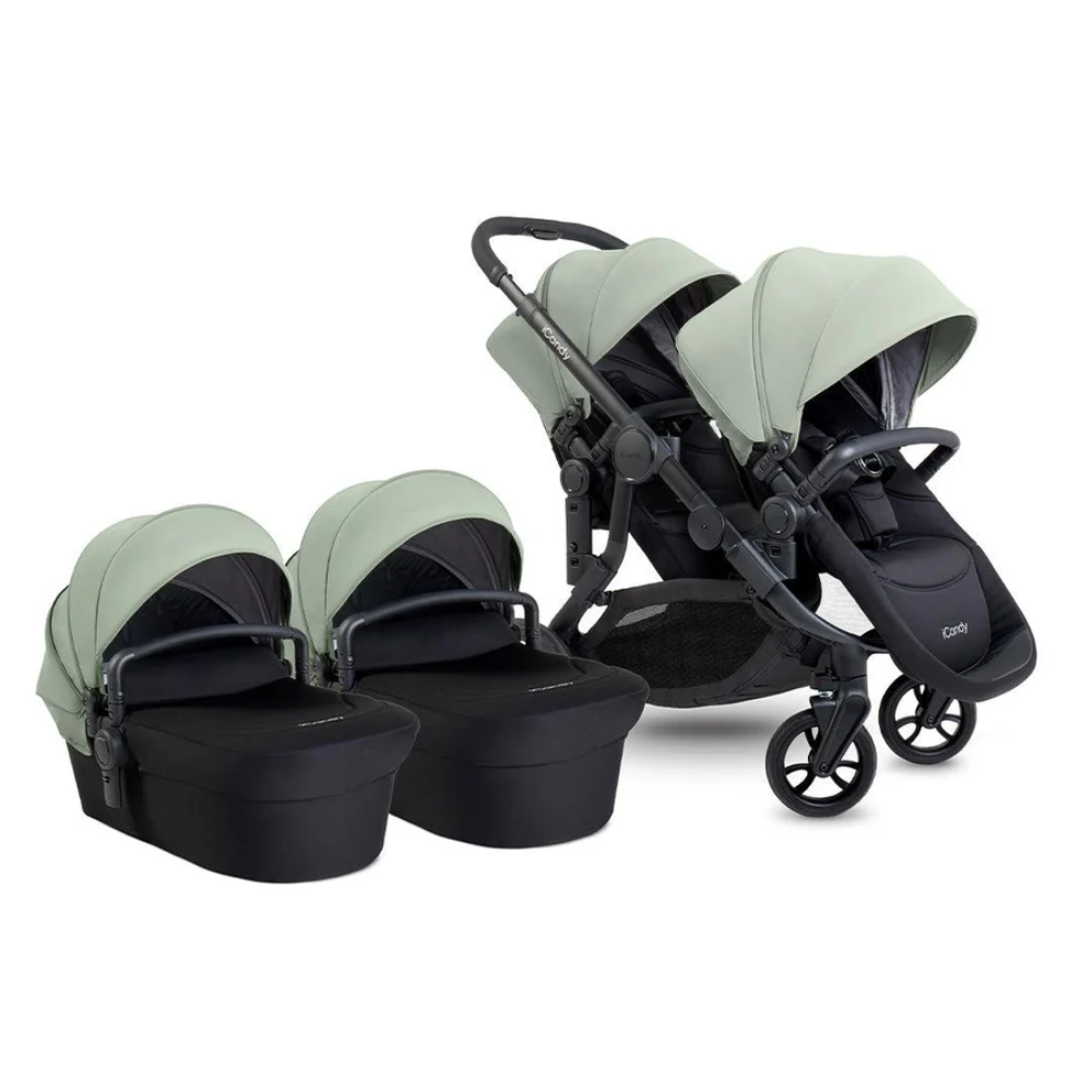 iCandy Orange 4 Twin Pram Complete Bundle- Pistachio