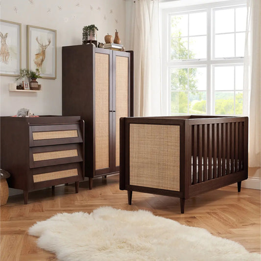 Tutti Bambini Japandi 3 Piece with Cot Bed, Dresser Changer and Wardrobe