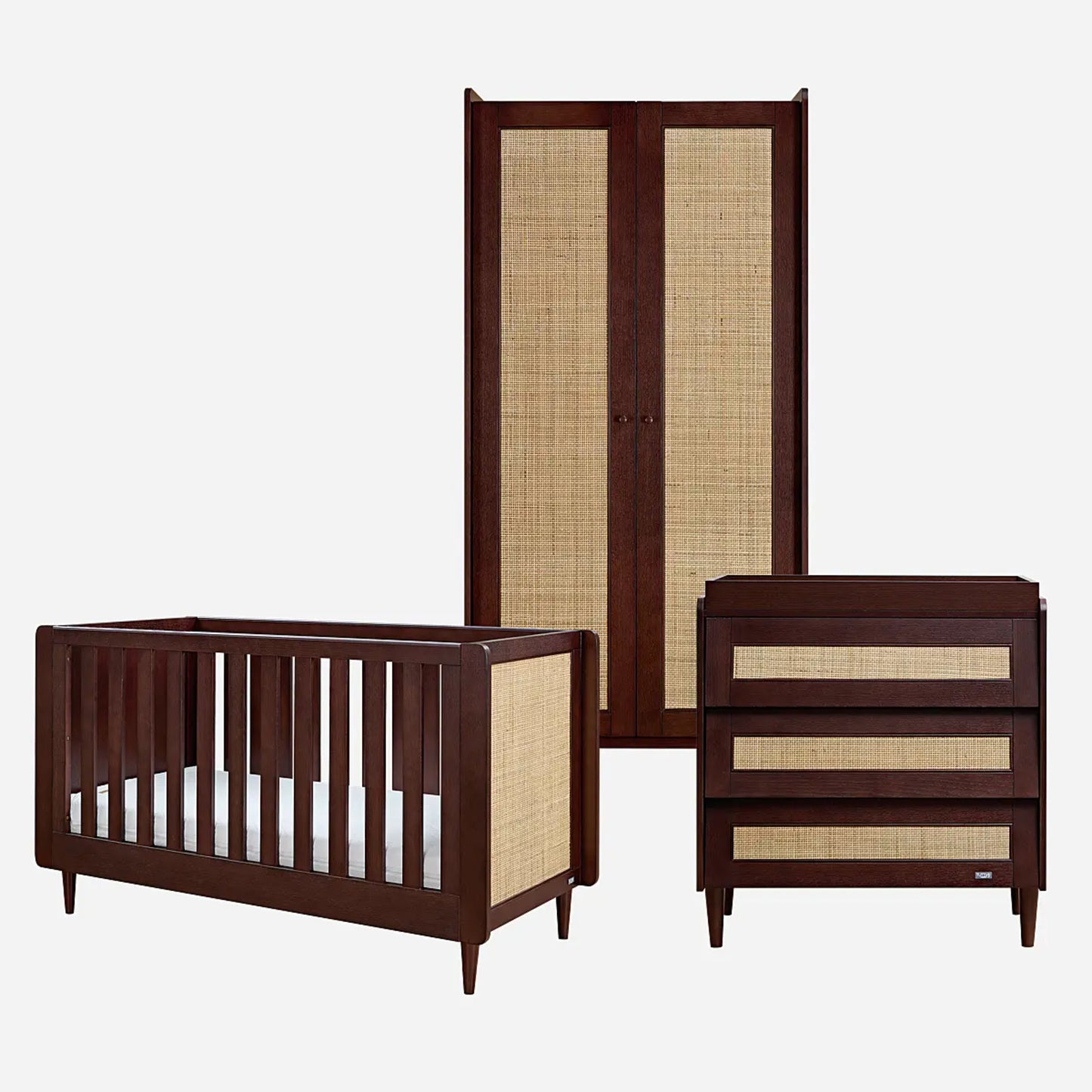 Tutti Bambini Japandi 3 Piece with Cot Bed, Dresser Changer and Wardrobe