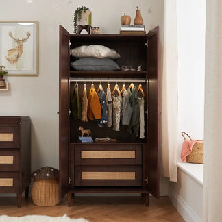 Tutti Bambini Japandi 3 Piece with Cot Bed, Dresser Changer and Wardrobe