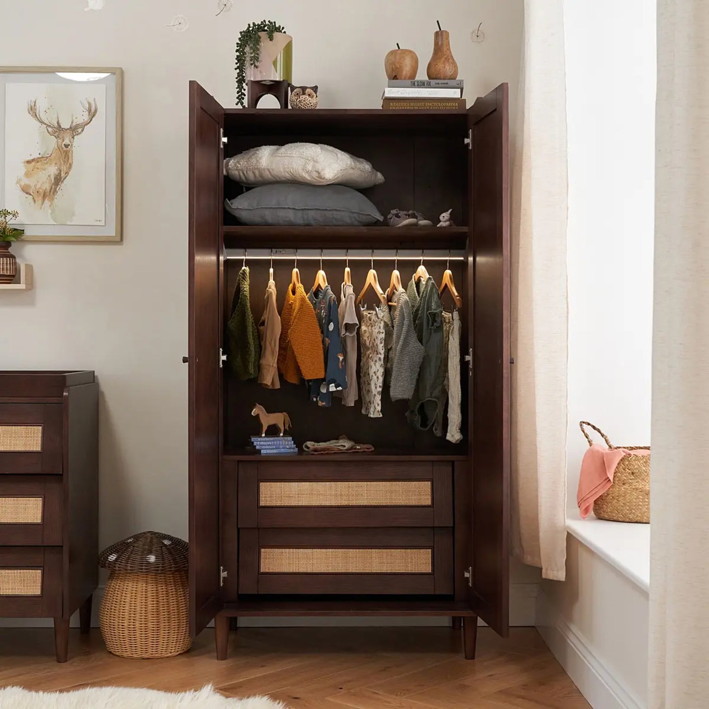Tutti Bambini Japandi 3 Piece with Cot Bed, Dresser Changer and Wardrobe