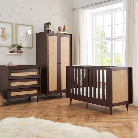 Tutti Bambini Japandi Mini 3 Piece with Cot Bed, Dresser Changer and Wardrobe