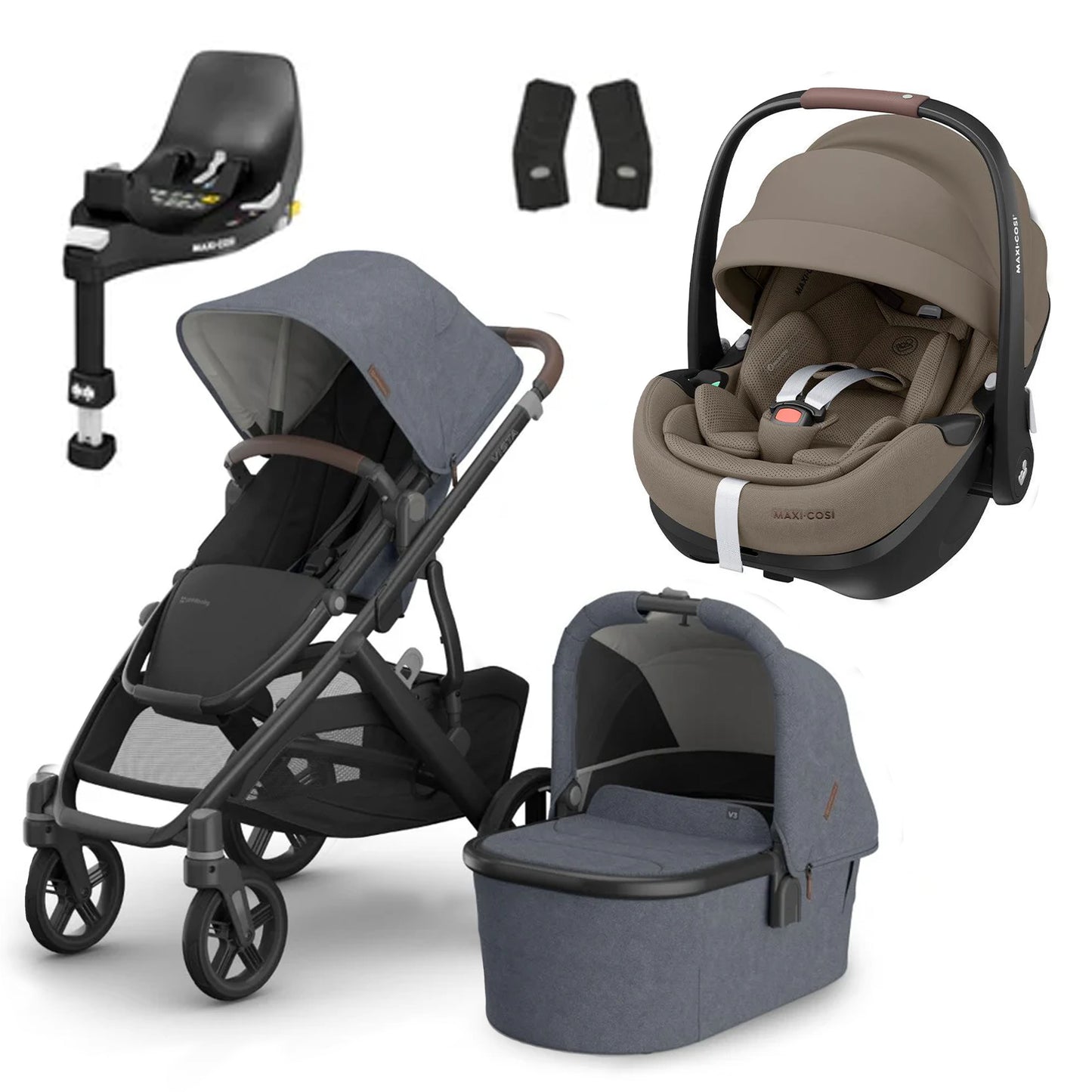UPPAbaby Vista V3 Buggy with Maxi Cosi Pebble 360 Pro2 and Familyfix Pro Isofix Base