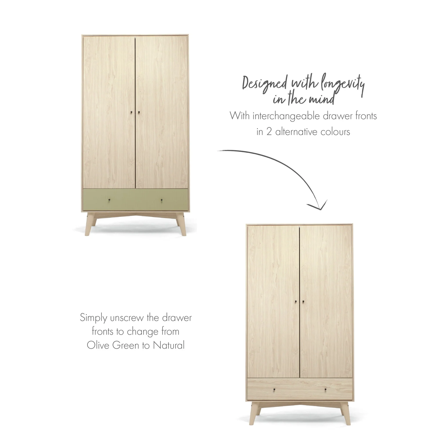 Mamas & Papas Coxley 3 Piece Cotbed Range with Dresser Changer and Wardrobe
