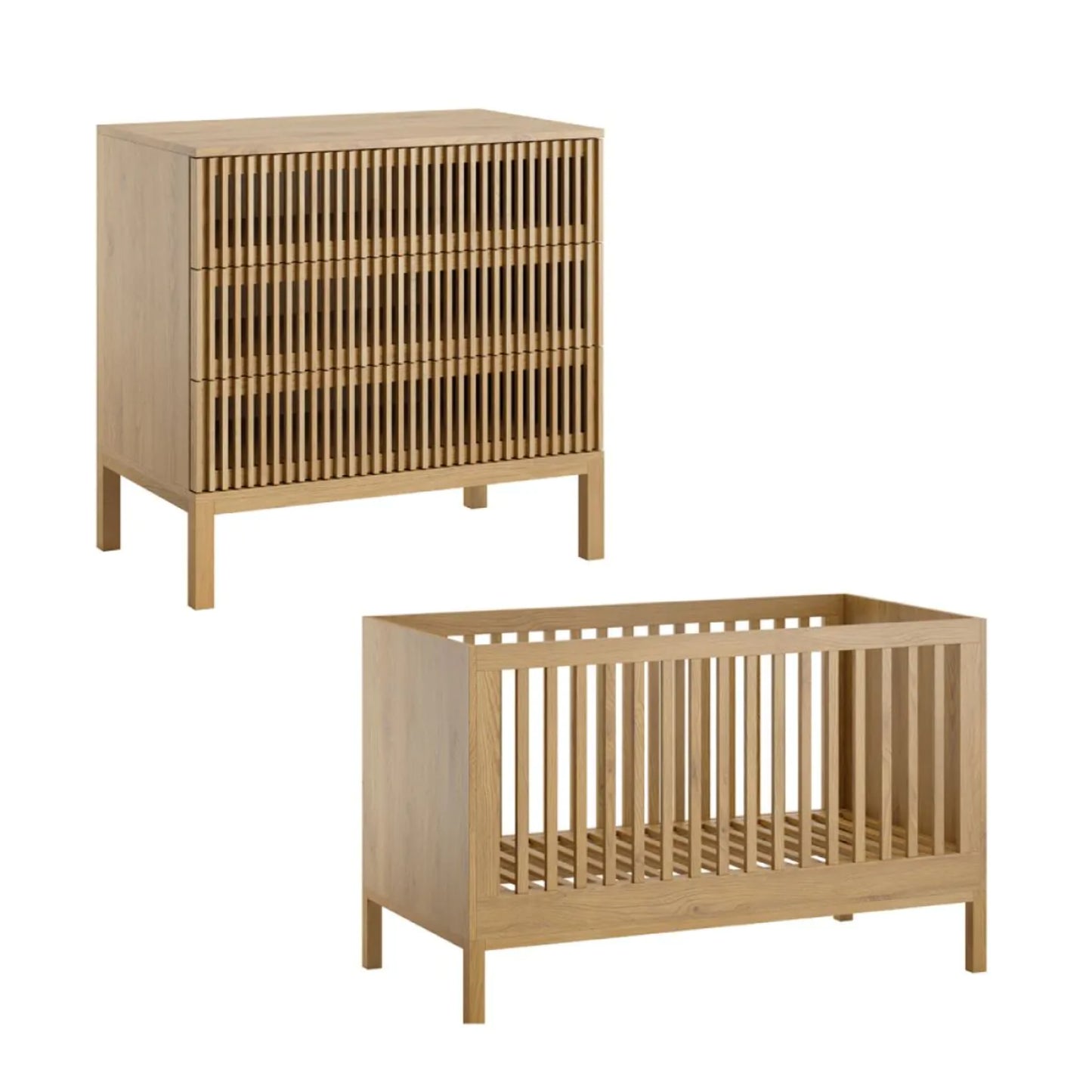 Tutti Bambini Japandi Mini 2 Piece with Cot Bed and Dresser