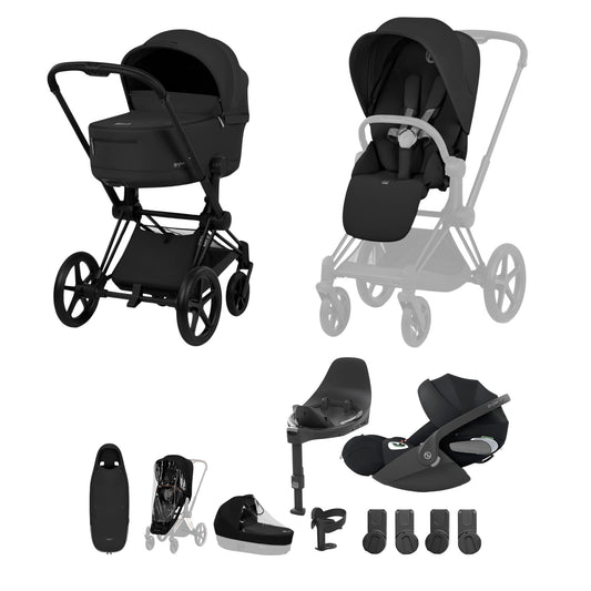 Cybex Priam 5 Ultimate Travel System with Folding Carrycot, Accessories and Cloud T Car Seat & Base T - Comfort Collection