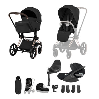 Cybex Priam 5 Ultimate Travel System with Folding Carrycot, Accessories and Cloud T Car Seat & Base T - Comfort Collection