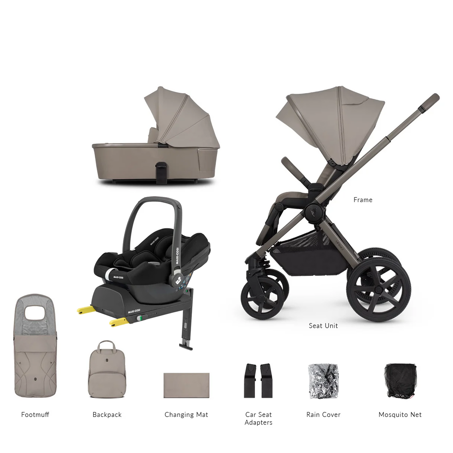 Venicci Upline 2 - 3 in 1 with Maxi Cosi CabrioFix and Base