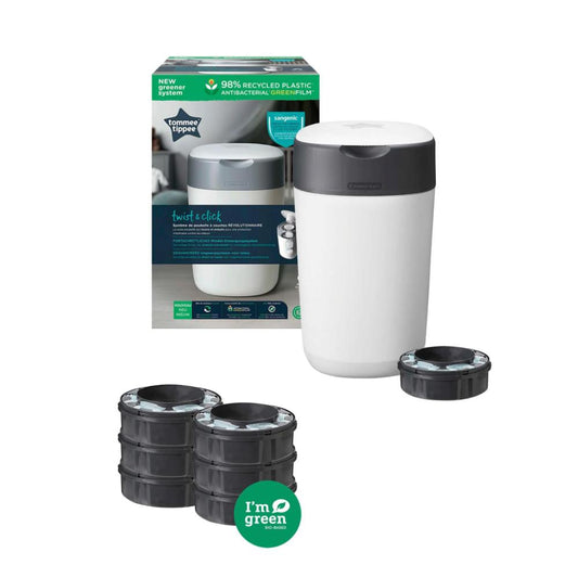 Tommee Tippee Twist & Click Nappy Bin & 6 Refills