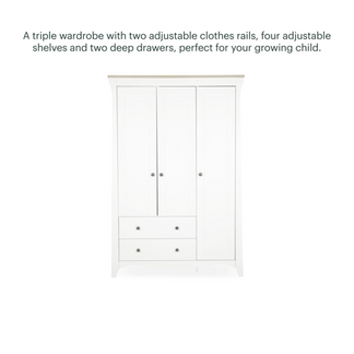 CuddleCo Clara 3 Door Triple Wardrobe
