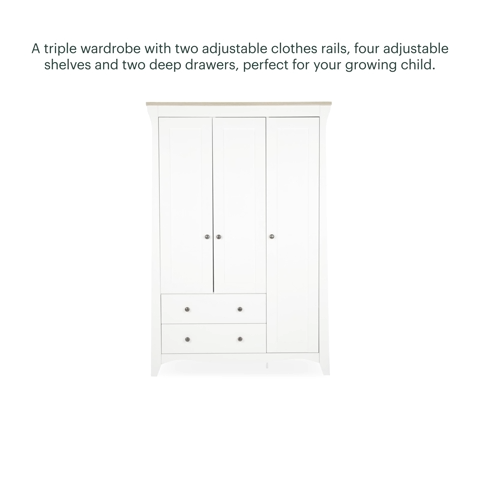 CuddleCo Clara 3 Door Triple Wardrobe