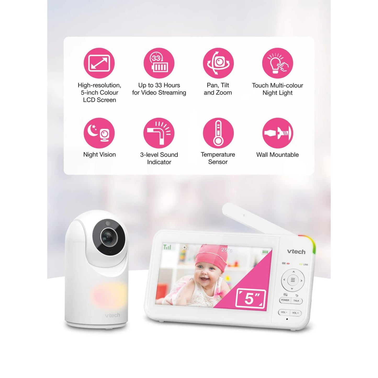 VTech 5-inch Video Monitor with Pan & Tilt - VM5467
