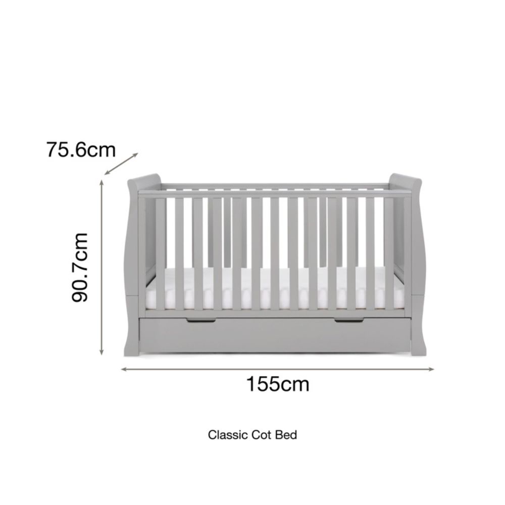 Obaby Stamford Classic 3 Piece Room Set with Cot Bed, Dresser Changer and Wardrobe