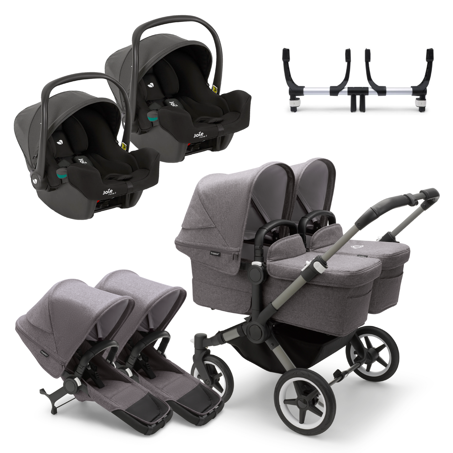 Bugaboo Donkey 5 Twin Bundle with Joie iSnug 2 Car Seat
