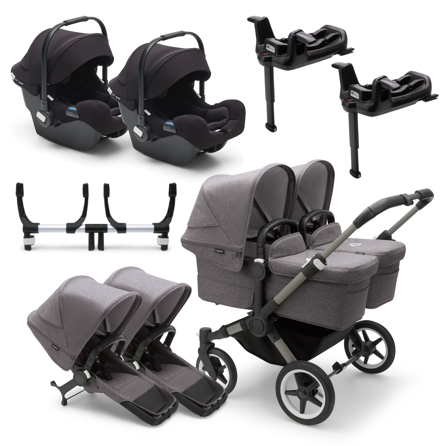 Bugaboo Donkey Double Twin Travel System with Turtle Car Seat