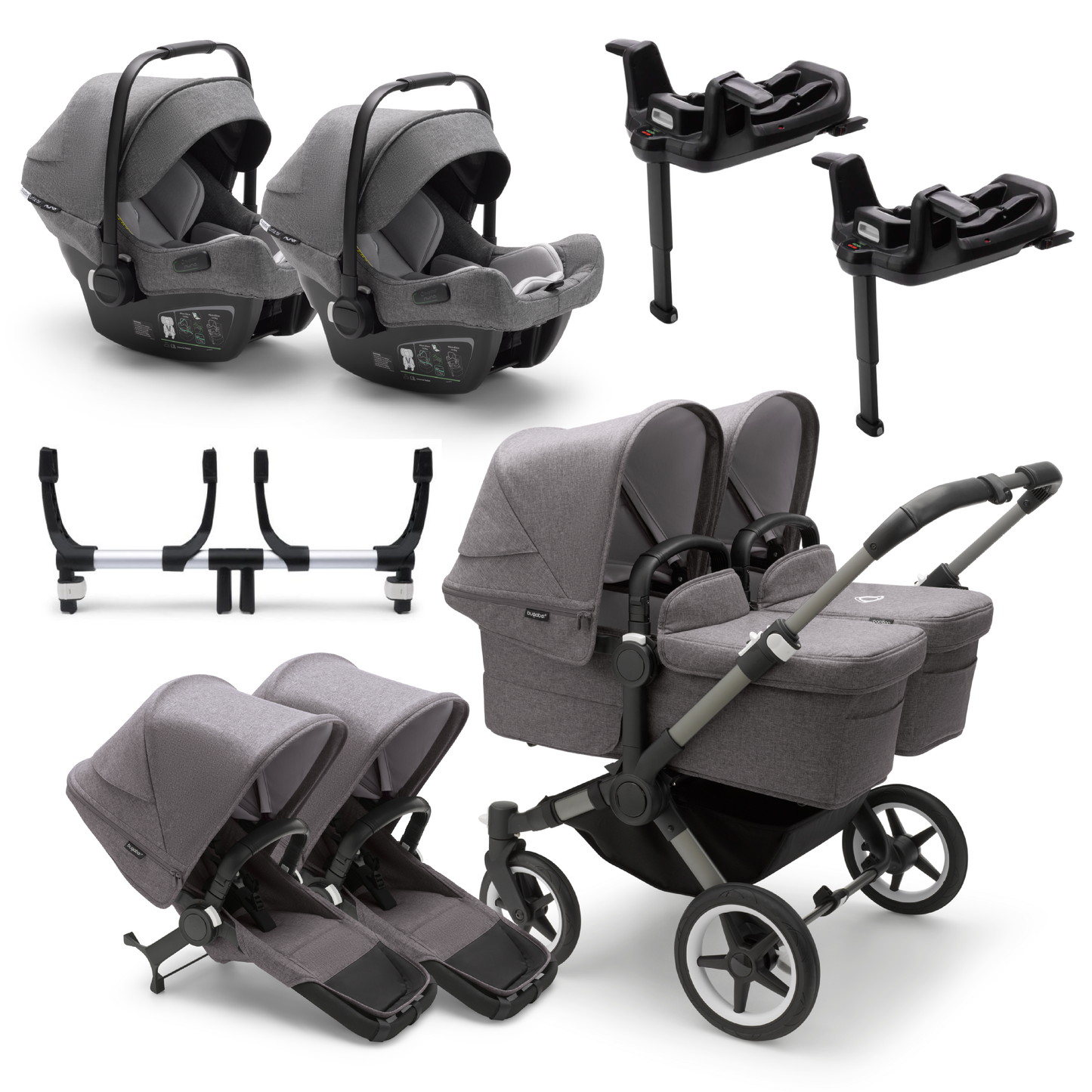 Bugaboo Donkey Double Twin Travel System with Turtle Car Seat