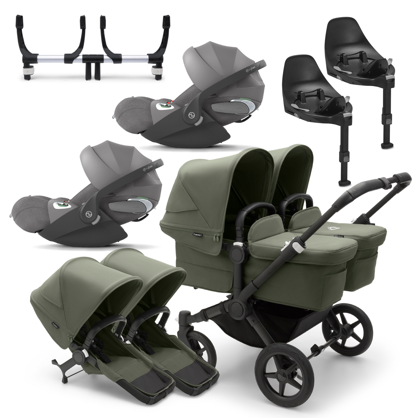 Bugaboo Donkey 5 Twin with Cybex Cloud T Travel System Bundle