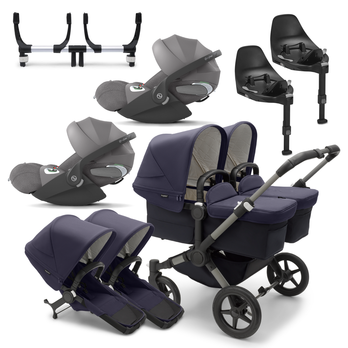 Bugaboo Donkey 5 Twin with Cybex Cloud T Travel System Bundle