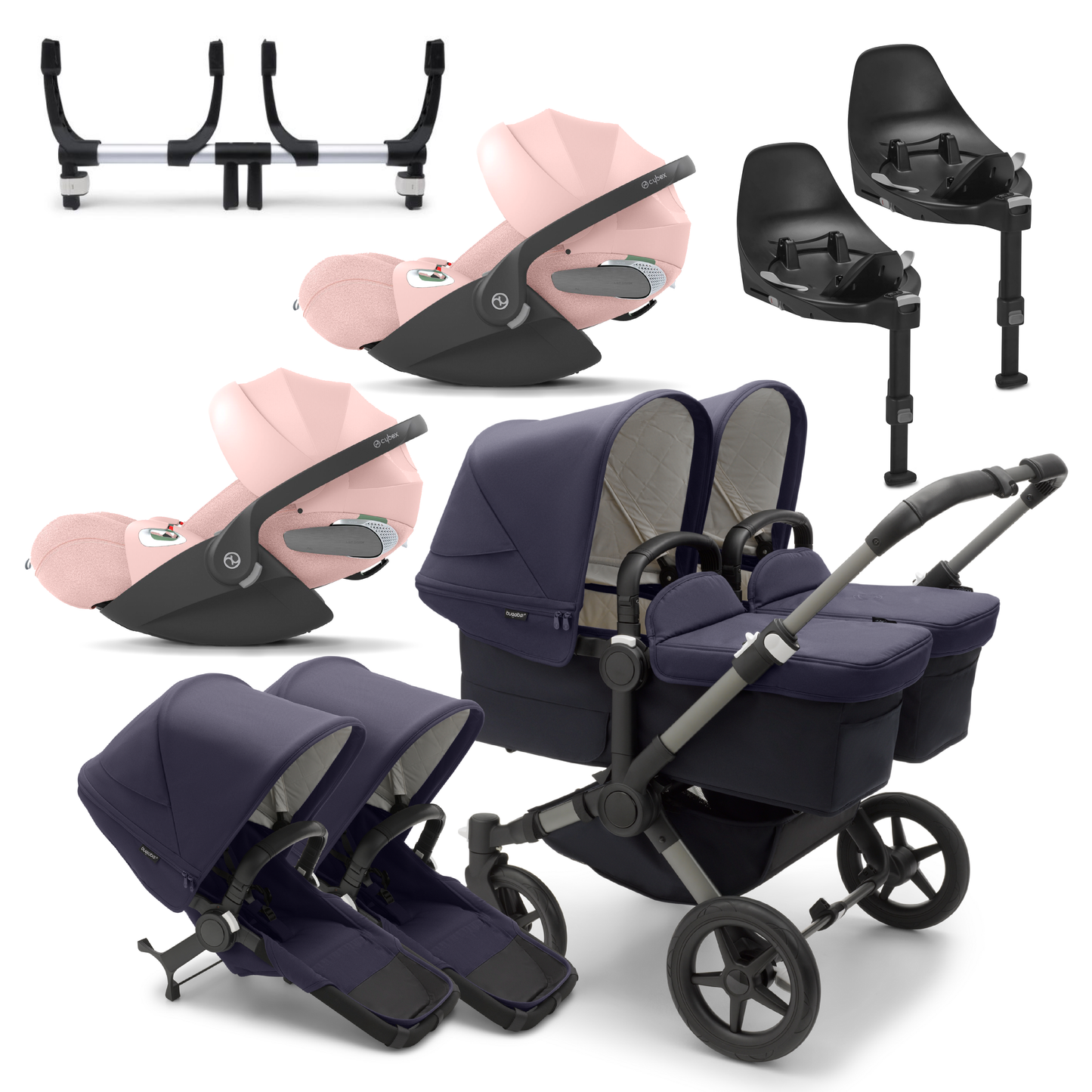 Bugaboo Donkey 5 Twin with Cybex Cloud T Travel System Bundle