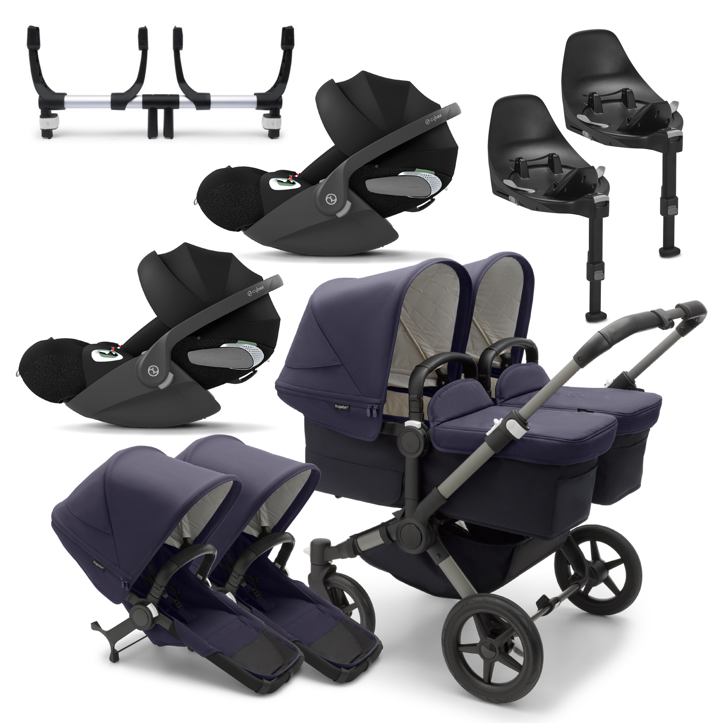 Bugaboo Donkey 5 Twin with Cybex Cloud T Travel System Bundle