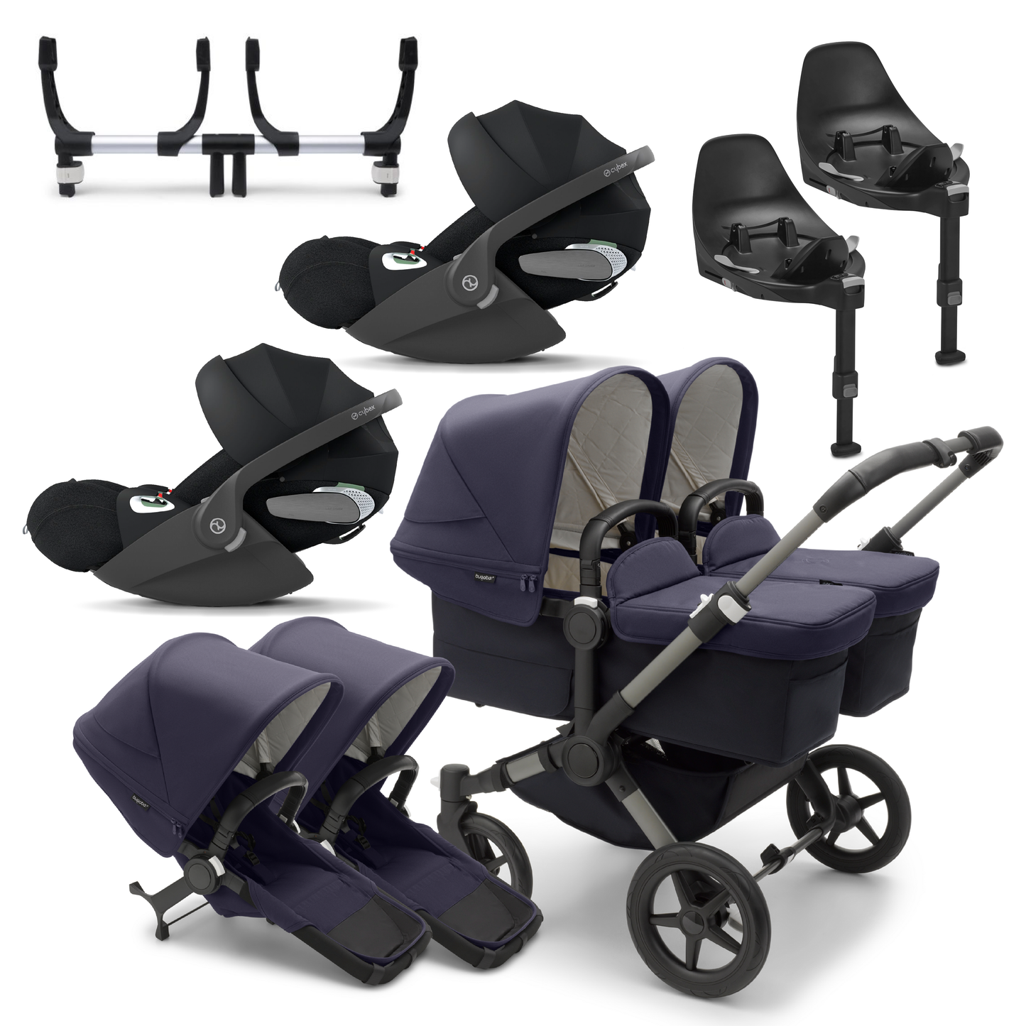 Bugaboo Donkey 5 Twin with Cybex Cloud T Travel System Bundle