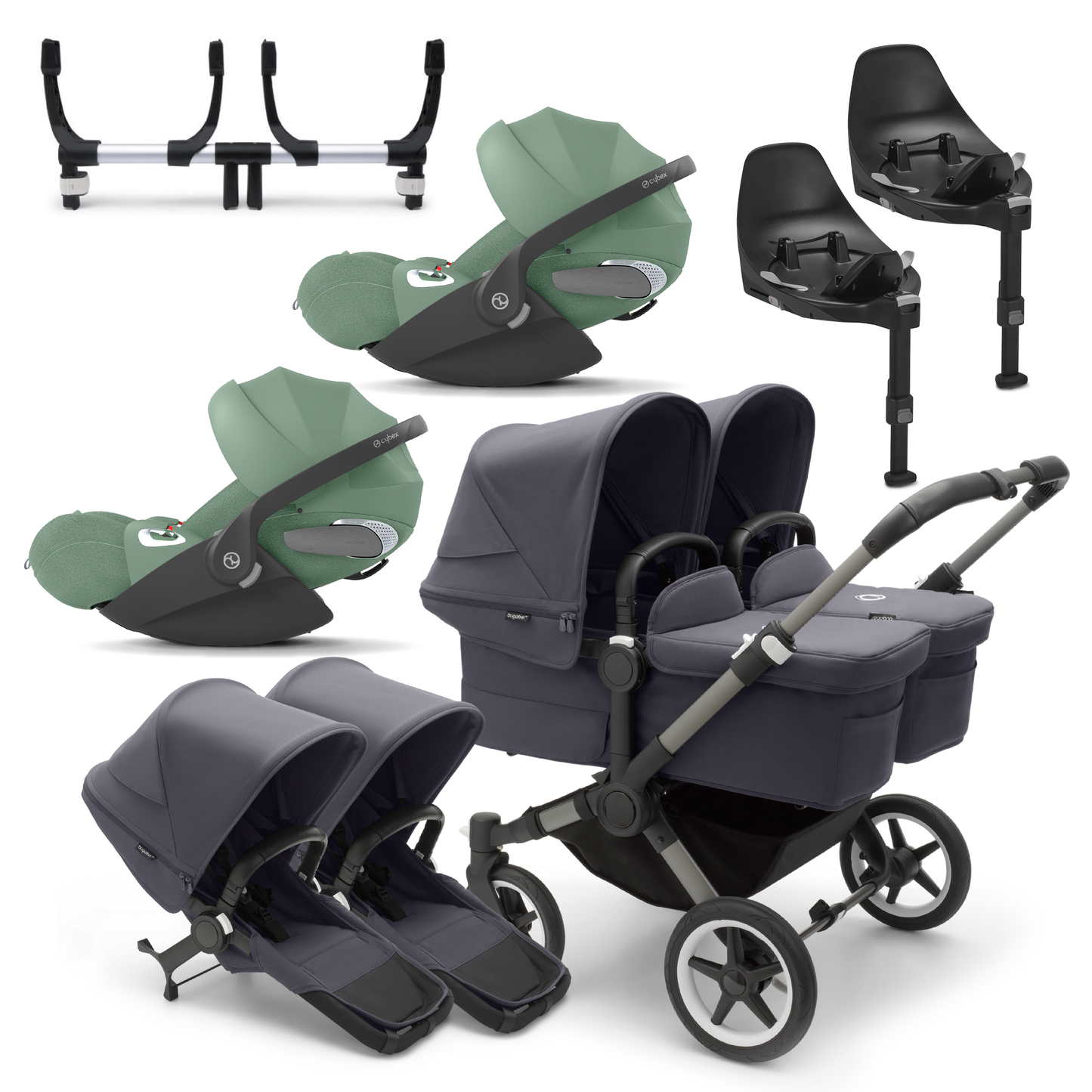 Bugaboo Donkey 5 Twin with Cybex Cloud T Travel System Bundle