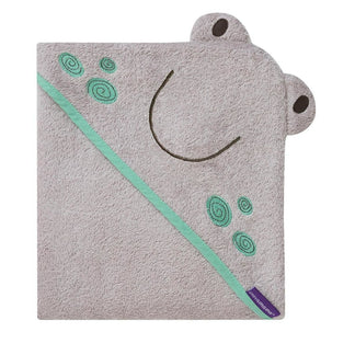 Clevamama Bamboo Baby Bath Towel - Grey - Franky the Frog