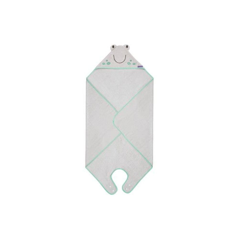 Clevamama Bamboo Baby Bath Towel - Grey - Franky the Frog
