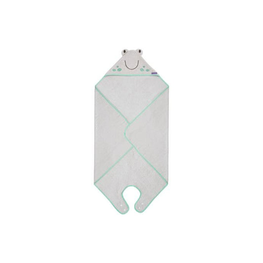 Clevamama Bamboo Baby Bath Towel - Grey - Franky the Frog