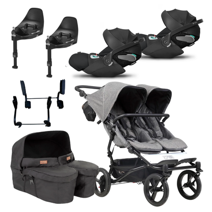 Mountain Buggy Duet Twin Luxury Herringbone with Cloud Z2 and Bases