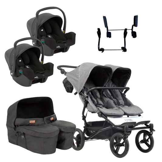Mountain Buggy Duet Twin Luxury Herringbone with Joie iSnug Car Seats