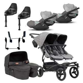 Mountain Buggy Duet Twin Luxury Herringbone with Cloud Z2 and Bases