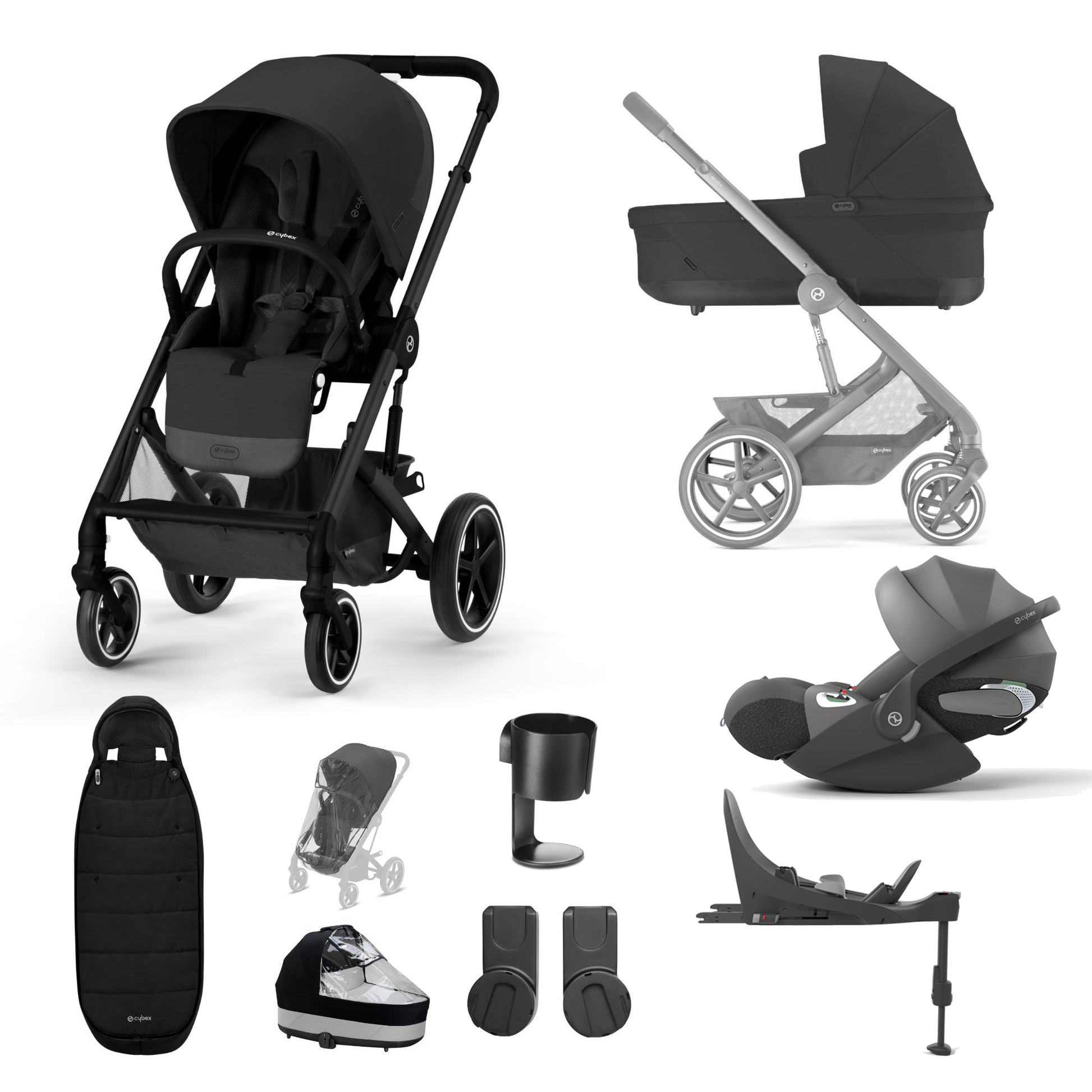 CYBEX Beezy 2 Compact and Lightweight Travel Stroller - Compatible with  CYBEX Car Seats, Moon Black