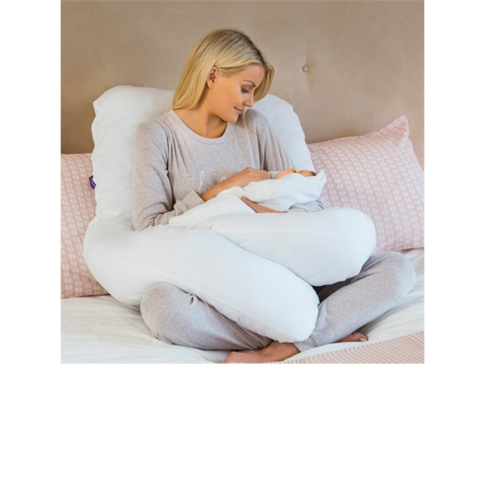 ClevaMama Therapeutic Body & Bump Pregnancy Pillow - White