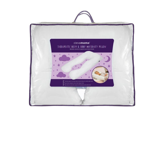 ClevaMama Therapeutic Body & Bump Pregnancy Pillow - White