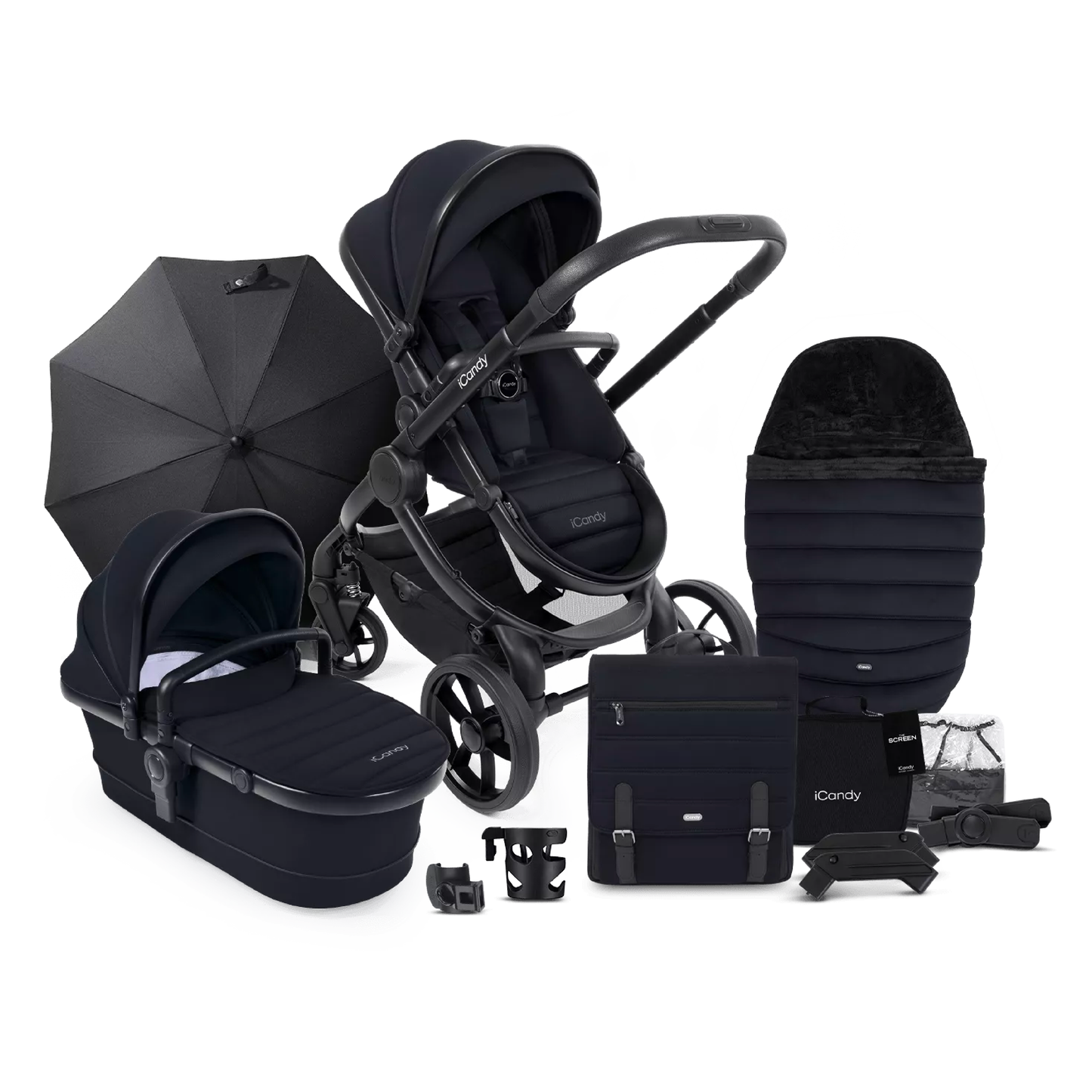 icandy peach 7 Pram Pushchair Bundle Black Edition