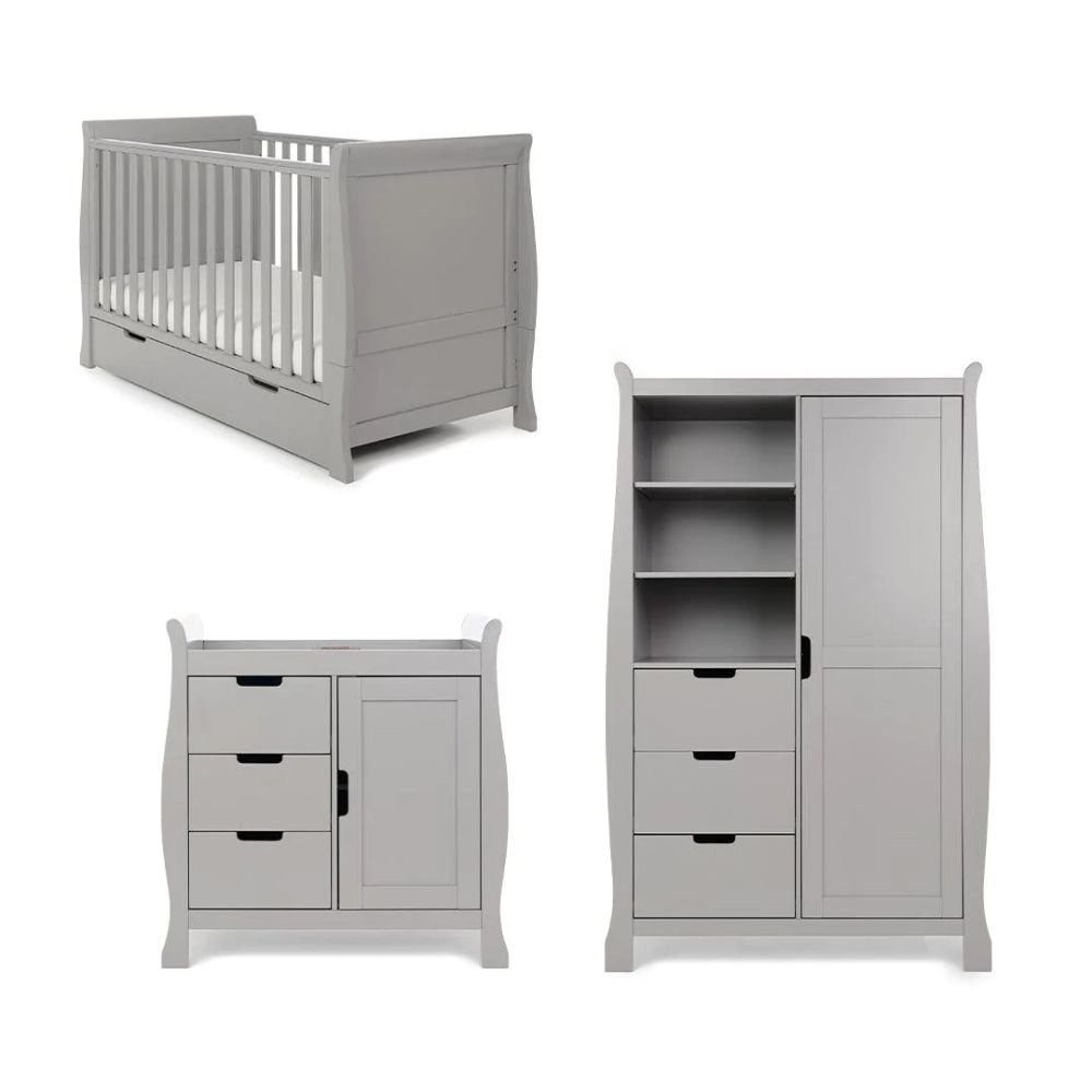 Obaby Stamford Classic 3 Piece Room Set with Cot Bed, Dresser Changer and Wardrobe